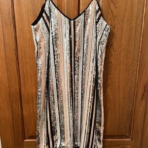 Lucy Paris Sequin Striped Mini Dress